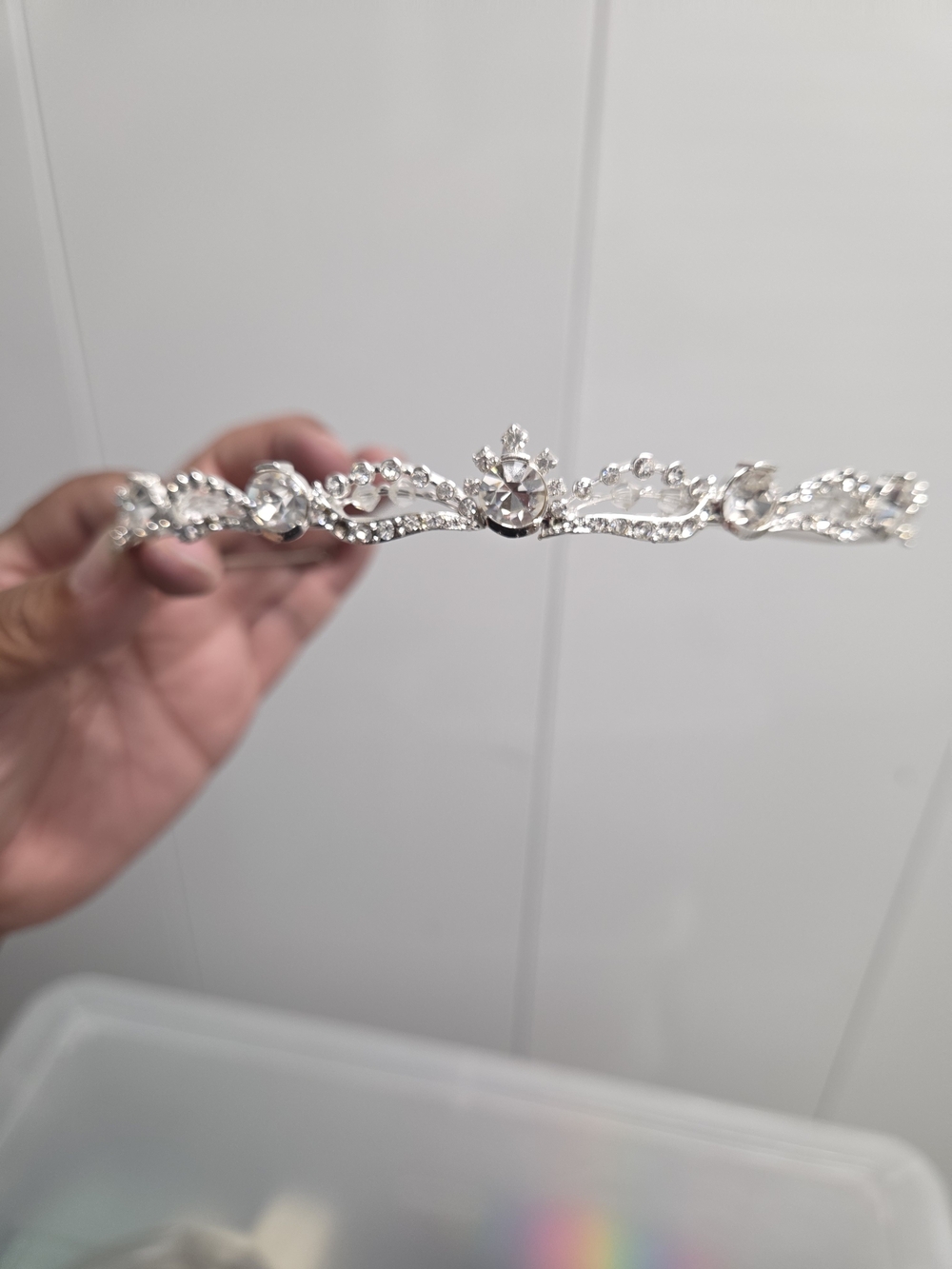 David's Bridal Silver Crystal Wedding Tiara Headpiece